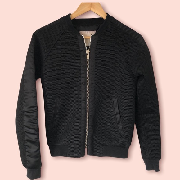 MAJE Elyana Mesh Black Bomber Jacket - Picture 4 of 14